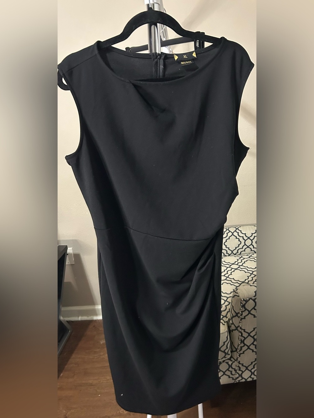 Miusol Black Strapless-Look Sheath Dress
